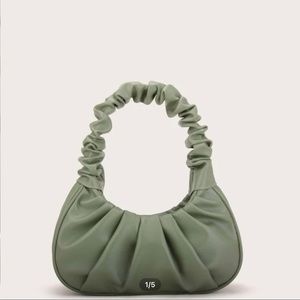 Baguette Ruched Mini Shoulder Mini Leather Purse.